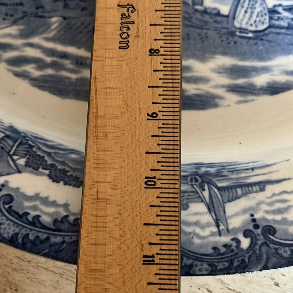 Antique Wedgwood Hague England blue delft Holland Dutch windmill platter